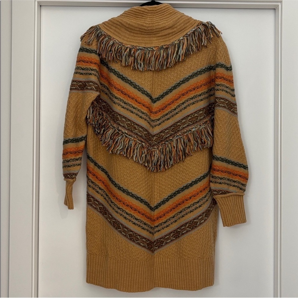 Anthropologie Fringed Cardigan Sweater in Neutral Pattern - Picture 7 of 11